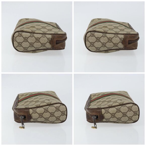 GUCCI GG Supreme Web Sherry Line Clutch Bag PVC Beige 63 014 3553 Auth am9488 - Picture 16 of 16